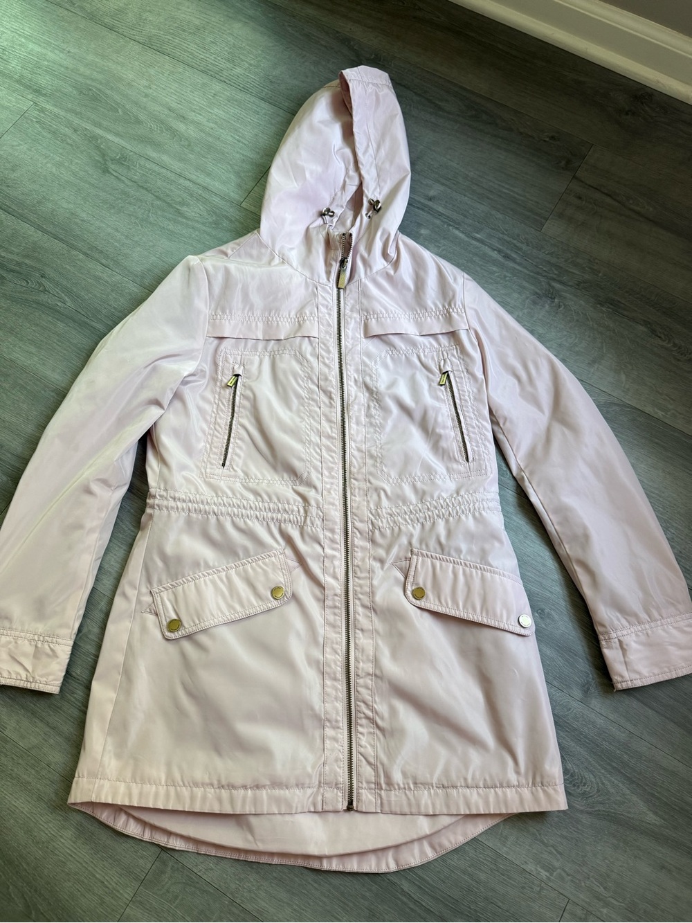 Michael Kors Pale Pink Hooded Trench Jacket